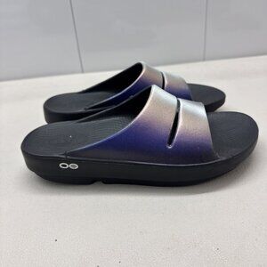 OOFOS Womens OOahh Luxe Slide Midnight Spectre 9